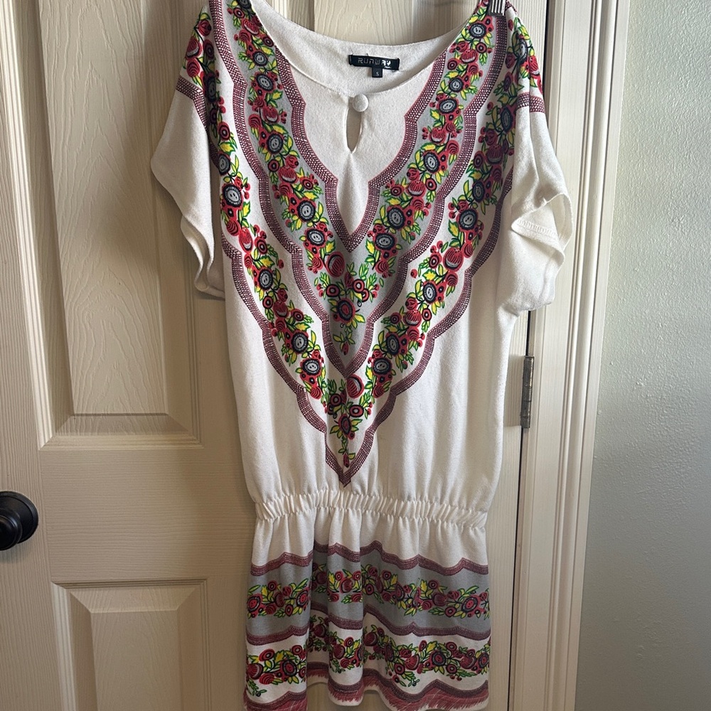 Chic White and Multicolor Boho Dress